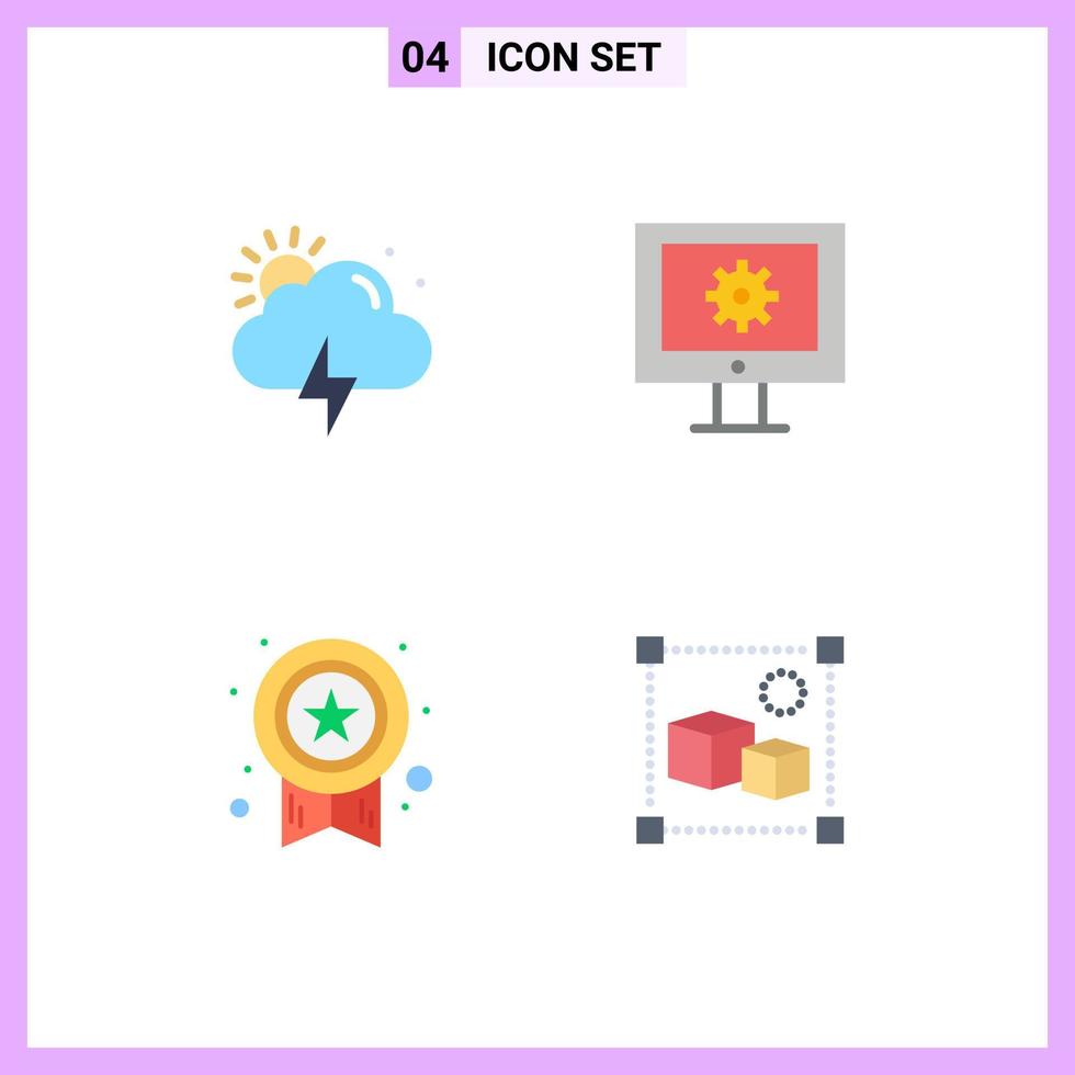 Flat Icon Pack of 4 Universal Symbols of storm star online support service web maintenance design Editable Vector Design Elements