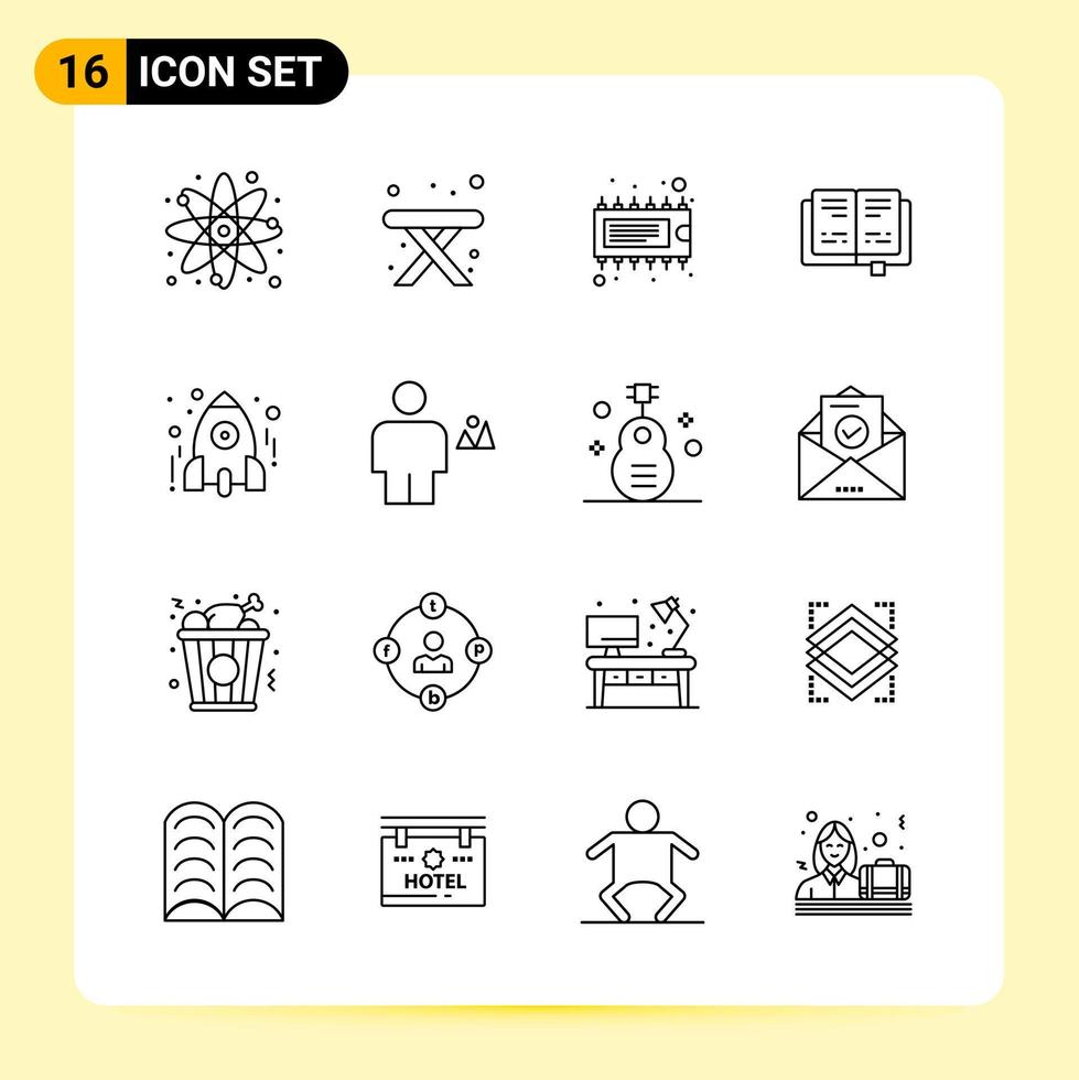 16 Creative Icons for Modern website design and responsive mobile apps 16 Outline Symbols Signs on White Background 16 Icon Pack vector