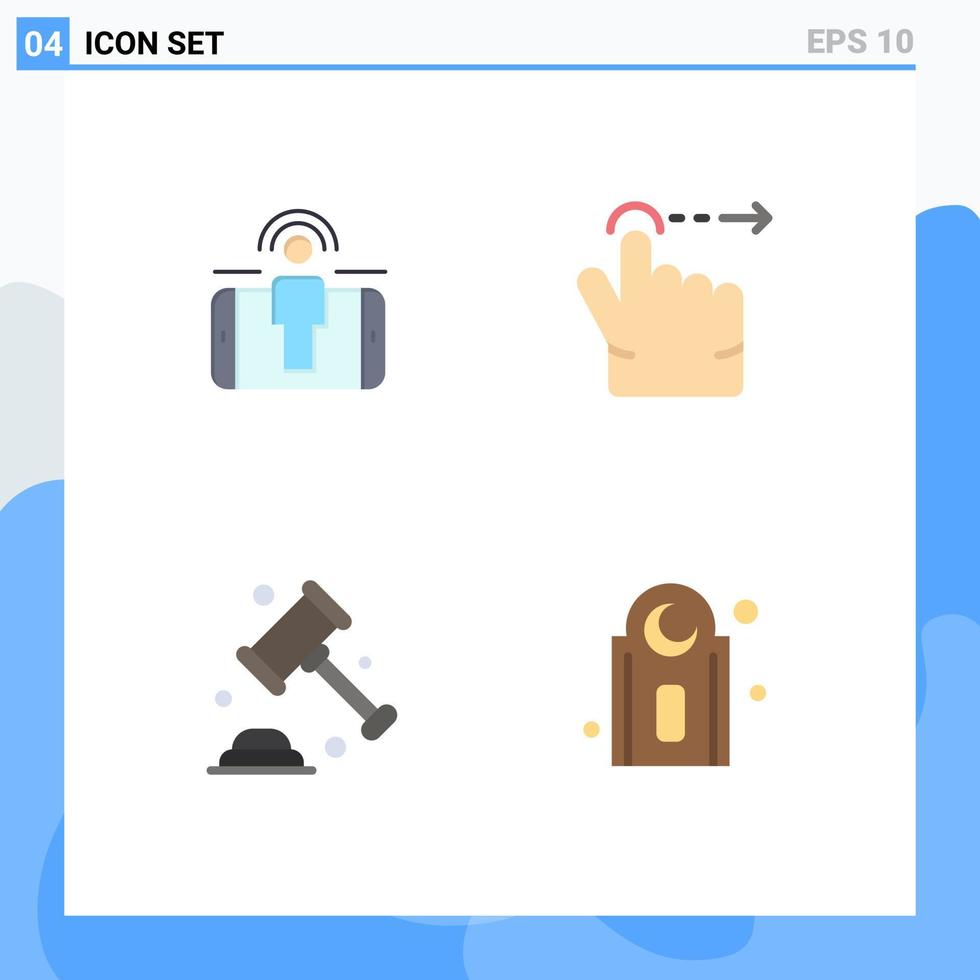 Editable Vector Line Pack of 4 Simple Flat Icons of engagement security marketing swipe mosque Editable Vector Design Elements