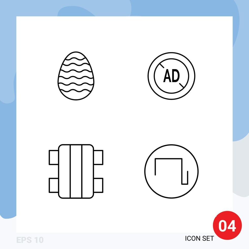 4 Creative Icons Modern Signs and Symbols of decoration game egg ad blocker sport Editable Vector Design Elements