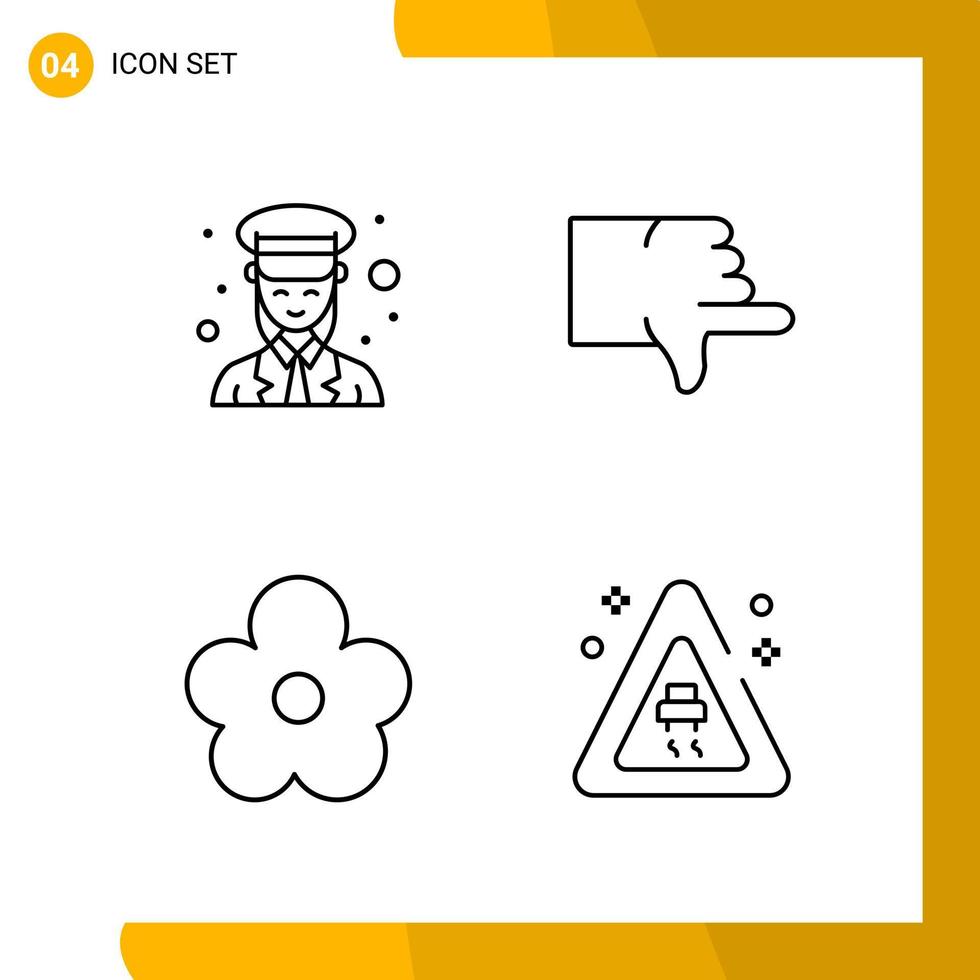 4 Icon Set Line Style Icon Pack Outline Symbols isolated on White Backgound for Responsive Website Designing vector