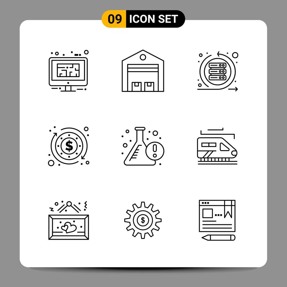 9 Black Icon Pack Outline Symbols Signs for Responsive designs on white background 9 Icons Set vector