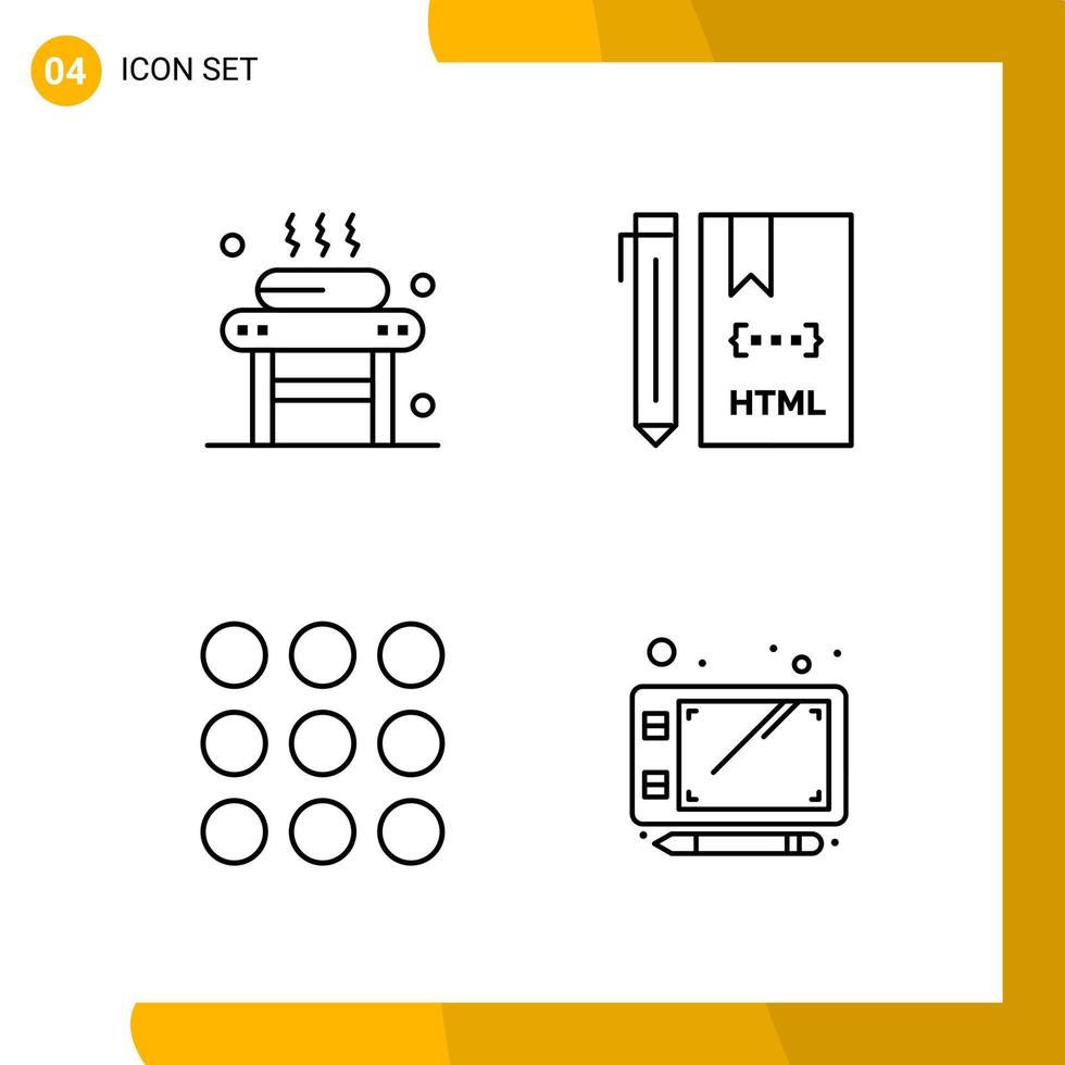 4 Icon Set Line Style Icon Pack Outline Symbols isolated on White Backgound for Responsive Website Designing vector