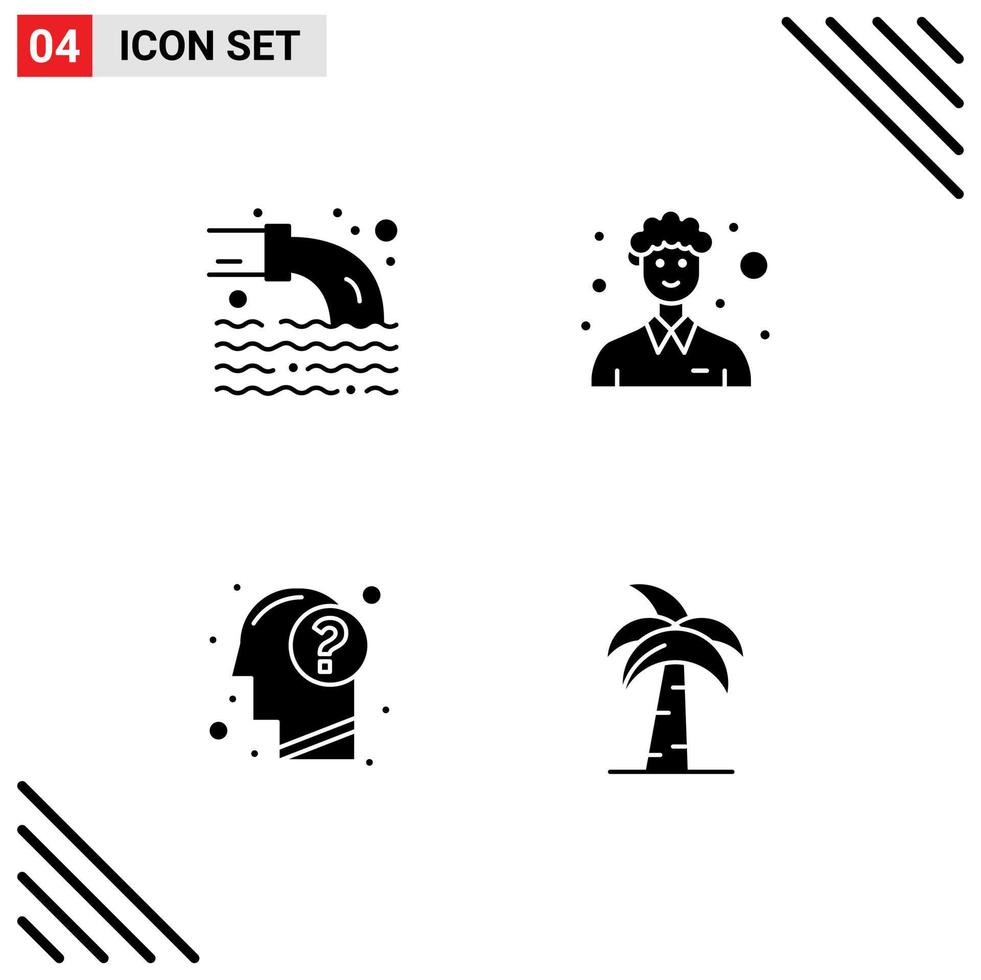 Pack of 4 Modern Solid Glyphs Signs and Symbols for Web Print Media such as pipe education sewage man human Editable Vector Design Elements