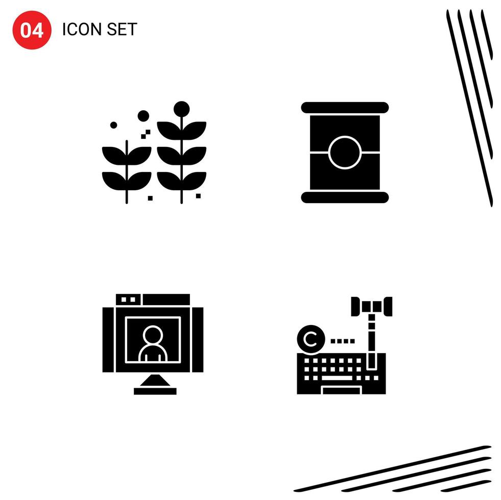 Pictogram Set of Simple Solid Glyphs of business video food call copyright Editable Vector Design Elements