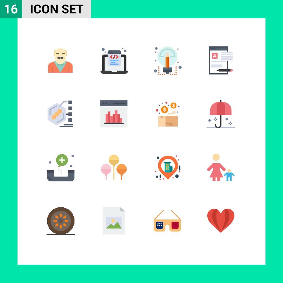 Set of 16 Vector Flat Colors on Grid for report article web news sharing Editable Pack of Creative Vector Design Elements