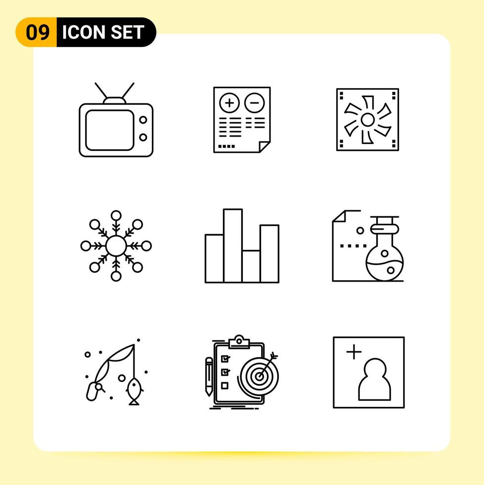 9 Creative Icons for Modern website design and responsive mobile apps 9 Outline Symbols Signs on White Background 9 Icon Pack vector