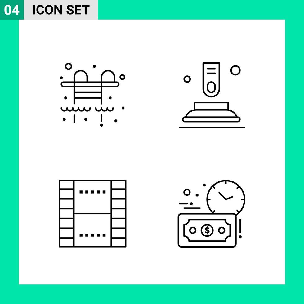 Pack of 4 Line Style Icon Set Outline Symbols for print Creative Signs Isolated on White Background 4 Icon Set vector