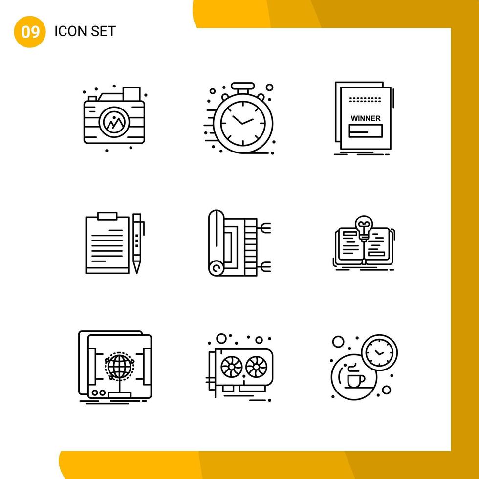 9 Icon Set Line Style Icon Pack Outline Symbols isolated on White Backgound for Responsive Website Designing vector