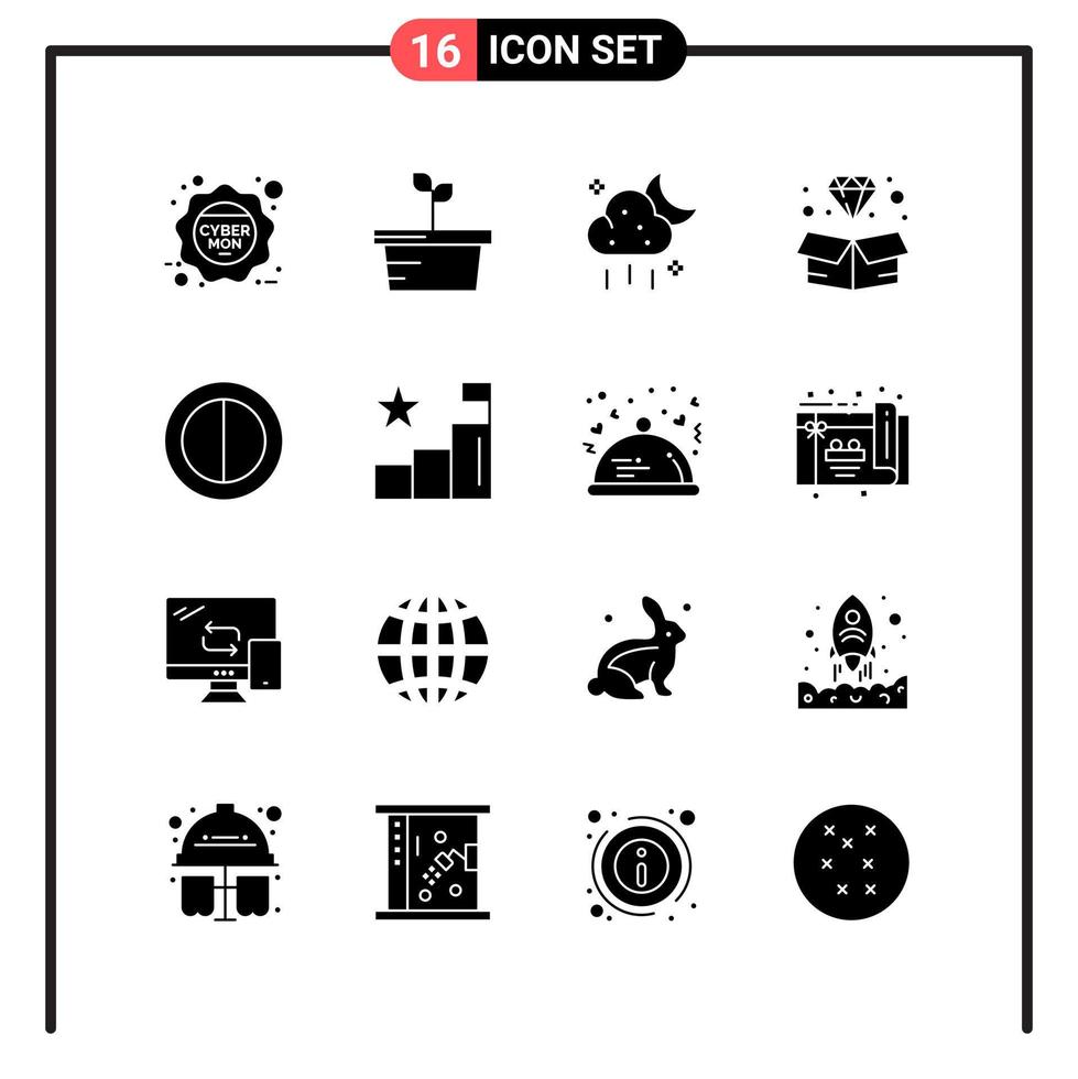 Set of 16 Solid Style Icons for web and mobile Glyph Symbols for print Solid Icon Signs Isolated on White Background 16 Icon Set vector