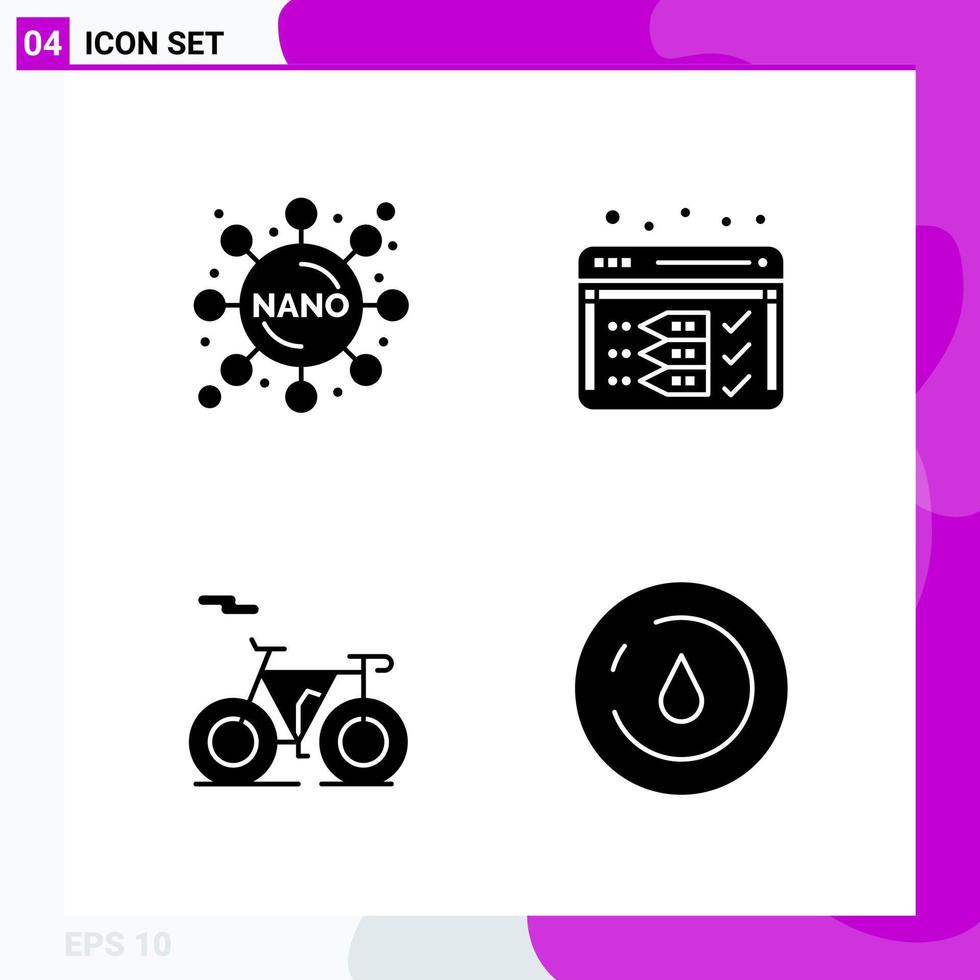 Solid Icon set Pack of 4 Glyph Icons isolated on White Background for Web Print and Mobile vector