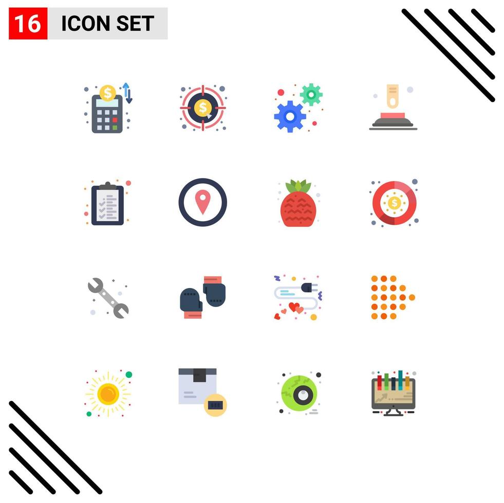 Stock Vector Icon Pack of 16 Line Signs and Symbols for list check list development start button Editable Pack of Creative Vector Design Elements