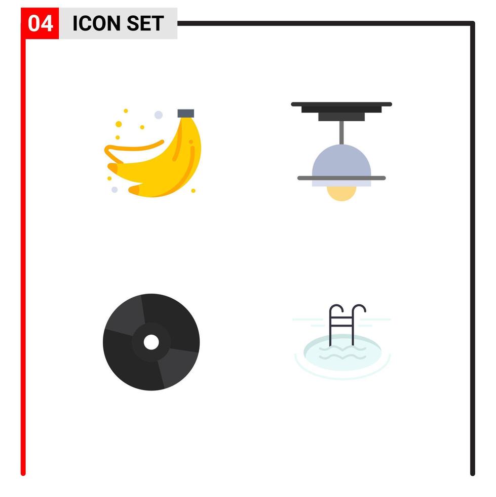 Set of 4 Modern UI Icons Symbols Signs for bananas devices fruit interior electronics Editable Vector Design Elements