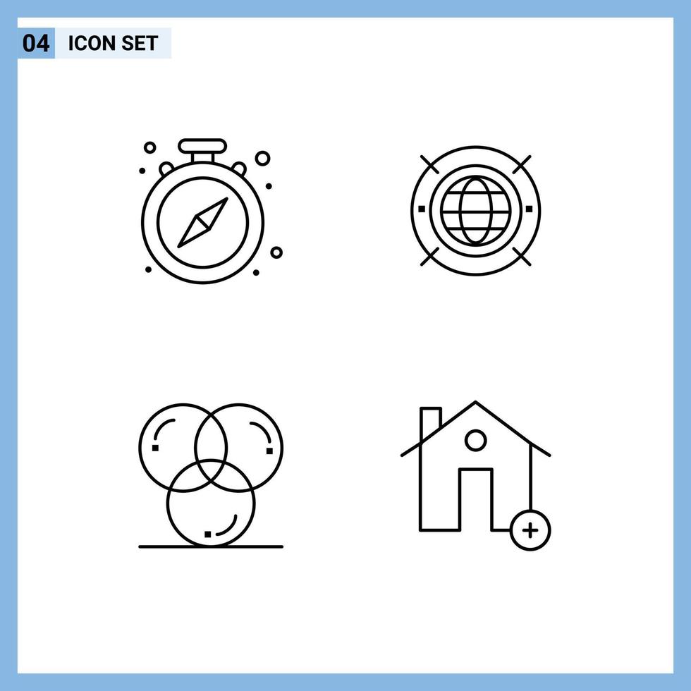 Set of 4 Commercial Filledline Flat Colors pack for pause color time world development Editable Vector Design Elements