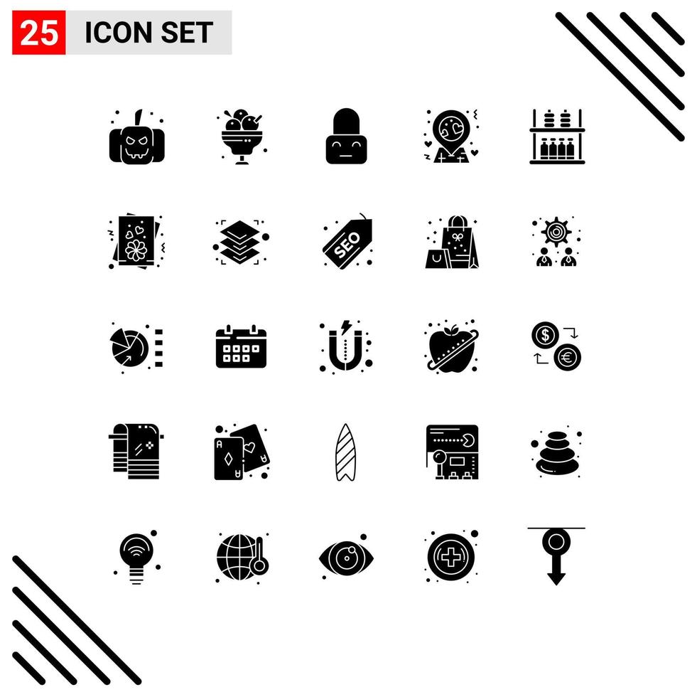 25 Creative Icons Modern Signs and Symbols of shelf furniture control pin location Editable Vector Design Elements