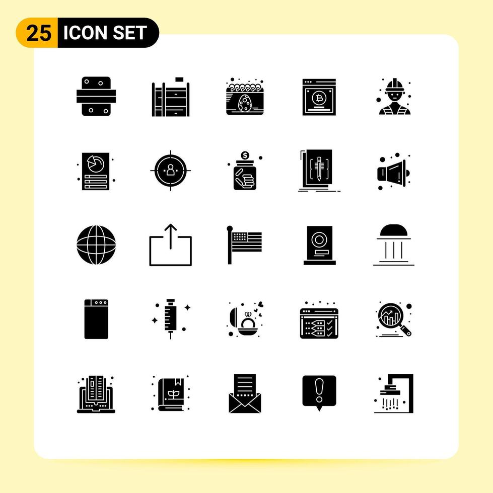 Modern Set of 25 Solid Glyphs Pictograph of labour split testing calendar method testing Editable Vector Design Elements