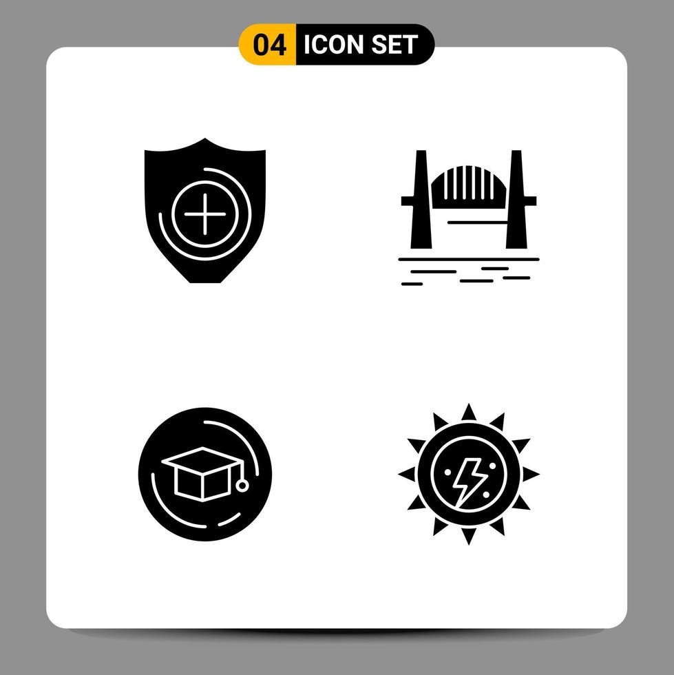 4 Black Icon Pack Glyph Symbols Signs for Responsive designs on white background 4 Icons Set vector