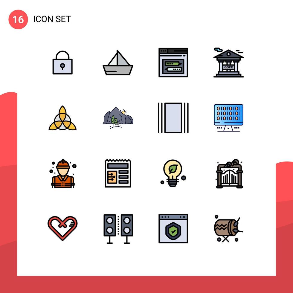 16 Universal Flat Color Filled Line Signs Symbols of celtic financial information protection internet financial code Editable Creative Vector Design Elements
