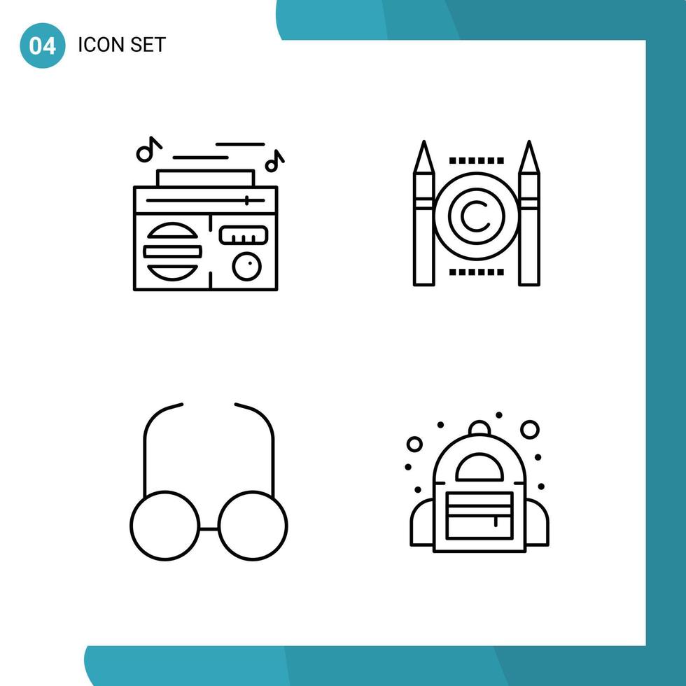 Vector Pack of 4 Outline Symbols Line Style Icon Set on White Background for Web and Mobile