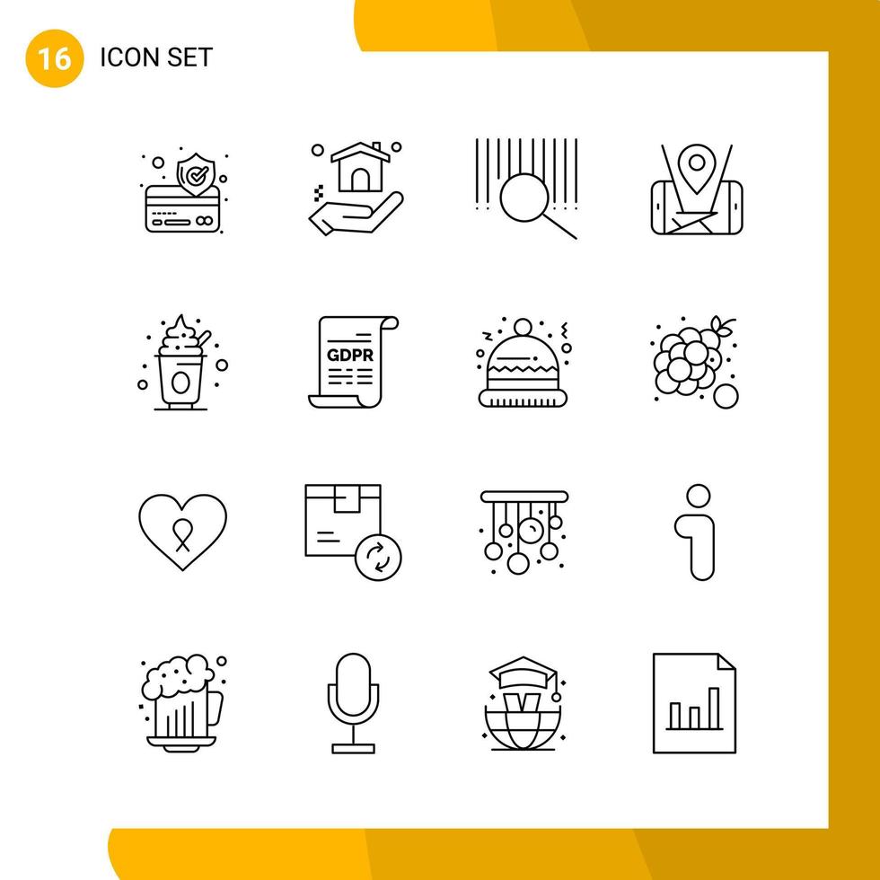 16 Icon Set Line Style Icon Pack Outline Symbols isolated on White Backgound for Responsive Website Designing vector