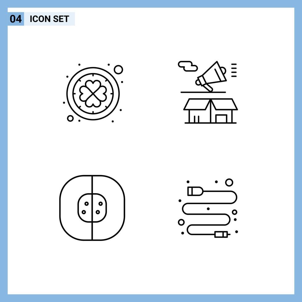 Pack of 4 Modern Filledline Flat Colors Signs and Symbols for Web Print Media such as ireland atom clover megaphone cell Editable Vector Design Elements