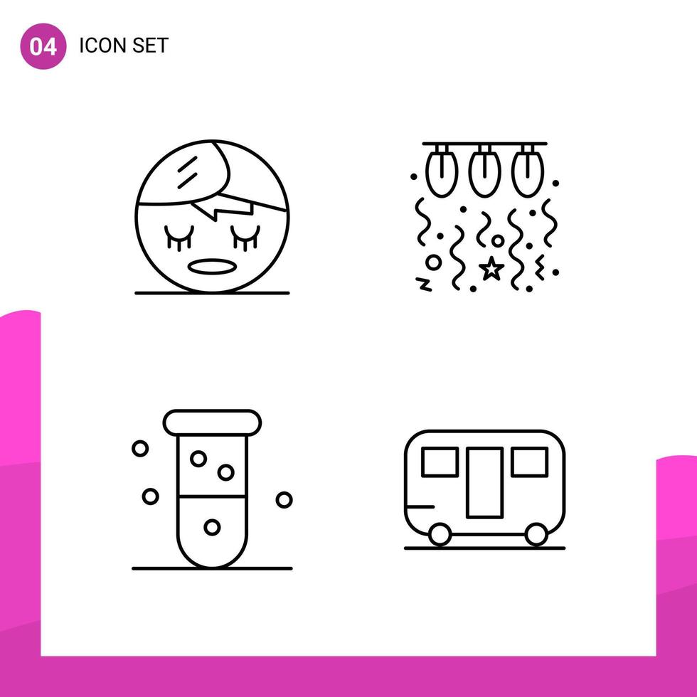 Outline Icon set Pack of 4 Line Icons isolated on White Background for responsive Website Design Print and Mobile Applications vector