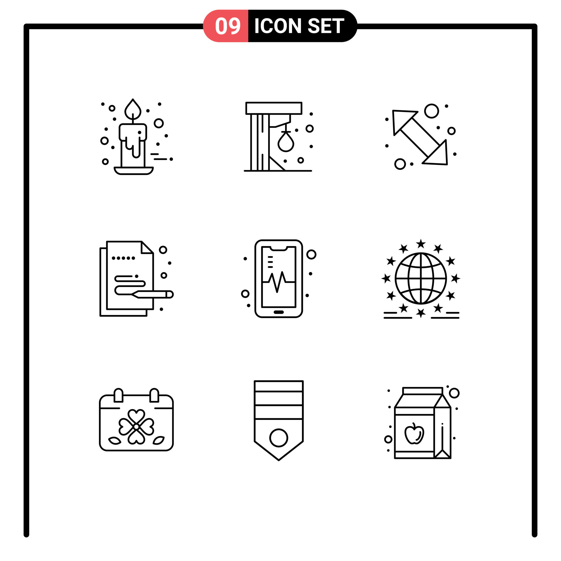 Outline Pack of 9 Universal Symbols of pen paint play creative right