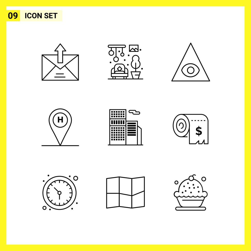 9 Icon Set Simple Line Symbols Outline Sign on White Background for Website Design Mobile Applications and Print Media vector