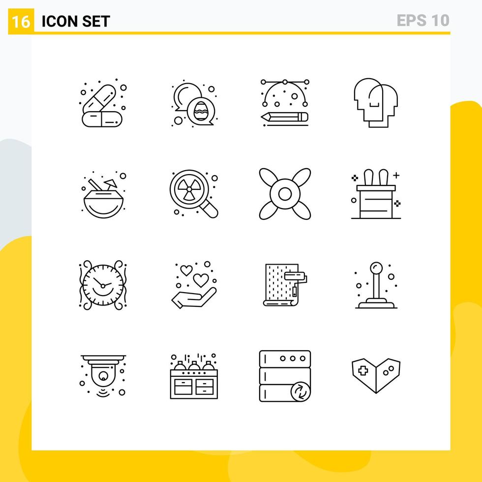Stock Vector Icon Pack of 16 Line Signs and Symbols for carnival feelings design production empathy hat Editable Vector Design Elements