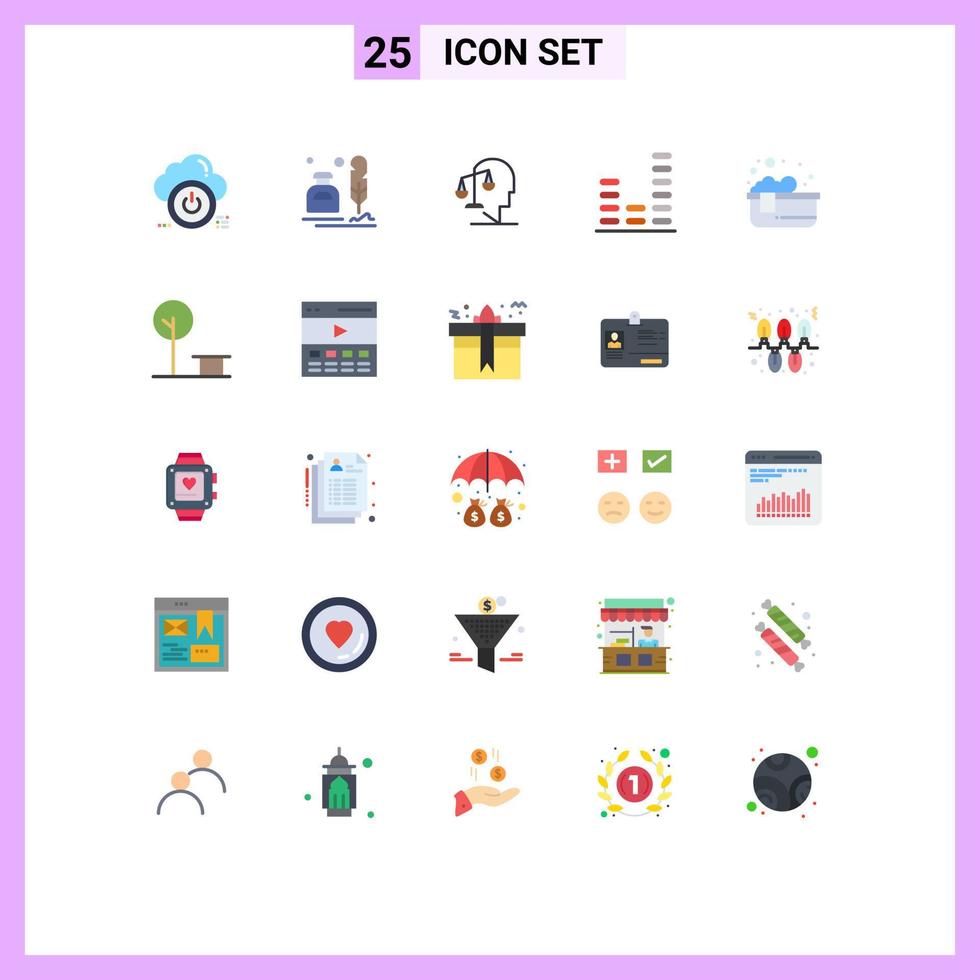 Modern Set of 25 Flat Colors and symbols such as music audio letter mind human Editable Vector Design Elements