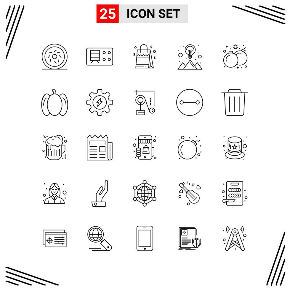 25 iconos estilo de línea cuadrícula basada en símbolos de contorno creativo para el diseño de sitios web signos de icono de línea simple aislados en fondo blanco conjunto de 25 iconos vector