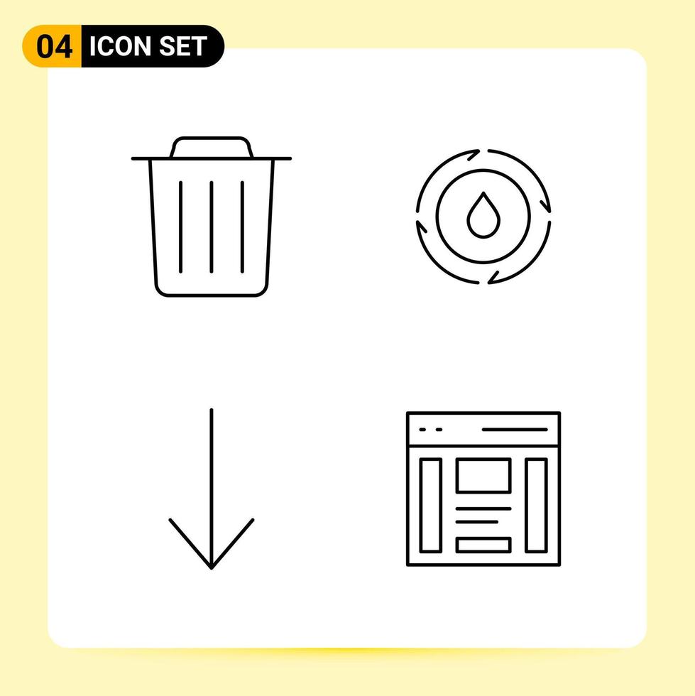 4 Creative Icons for Modern website design and responsive mobile apps 4 Outline Symbols Signs on White Background 4 Icon Pack vector