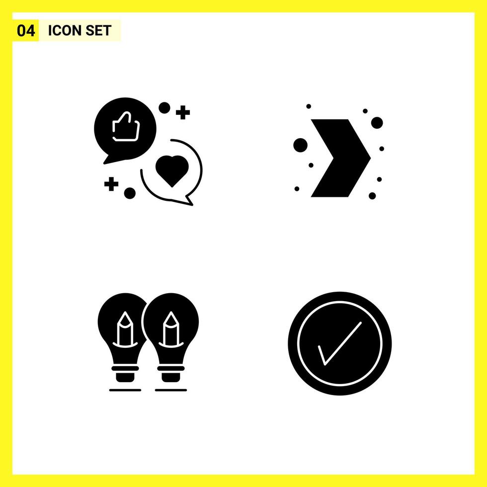 4 Icon Set Simple Solid Symbols Glyph Sign on White Background for Website Design Mobile Applications and Print Media vector