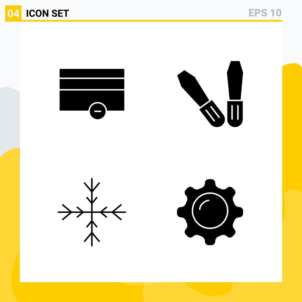 Collection of 4 Universal Solid Icons Icon Set for Web and Mobile vector