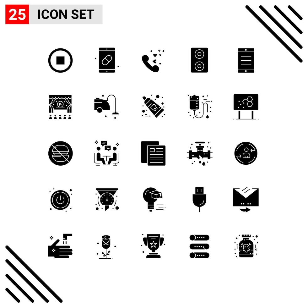 25 Solid Glyph concept for Websites Mobile and Apps ad text phone cell speakers Editable Vector Design Elements