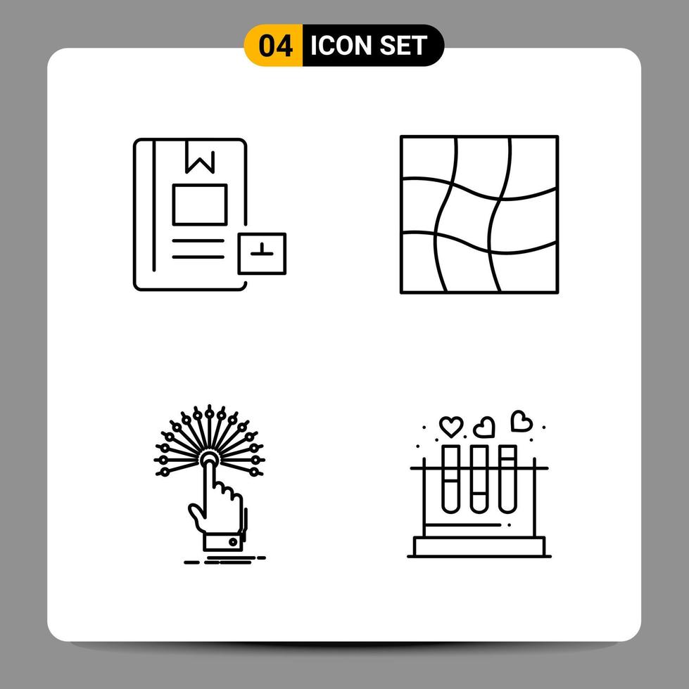 4 Black Icon Pack Outline Symbols Signs for Responsive designs on white background 4 Icons Set vector