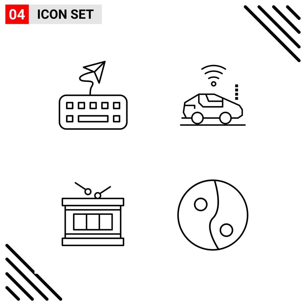 Pixle Perfect Set of 4 Line Icons Outline Icon Set for Webite Designing and Mobile Applications Interface vector