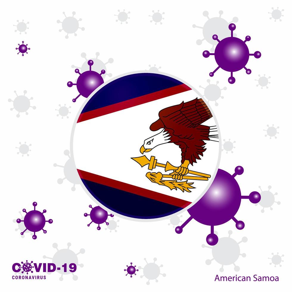 reza por samoa americana covid19 coronavirus tipografía bandera quédate en casa mantente saludable cuida tu propia salud vector