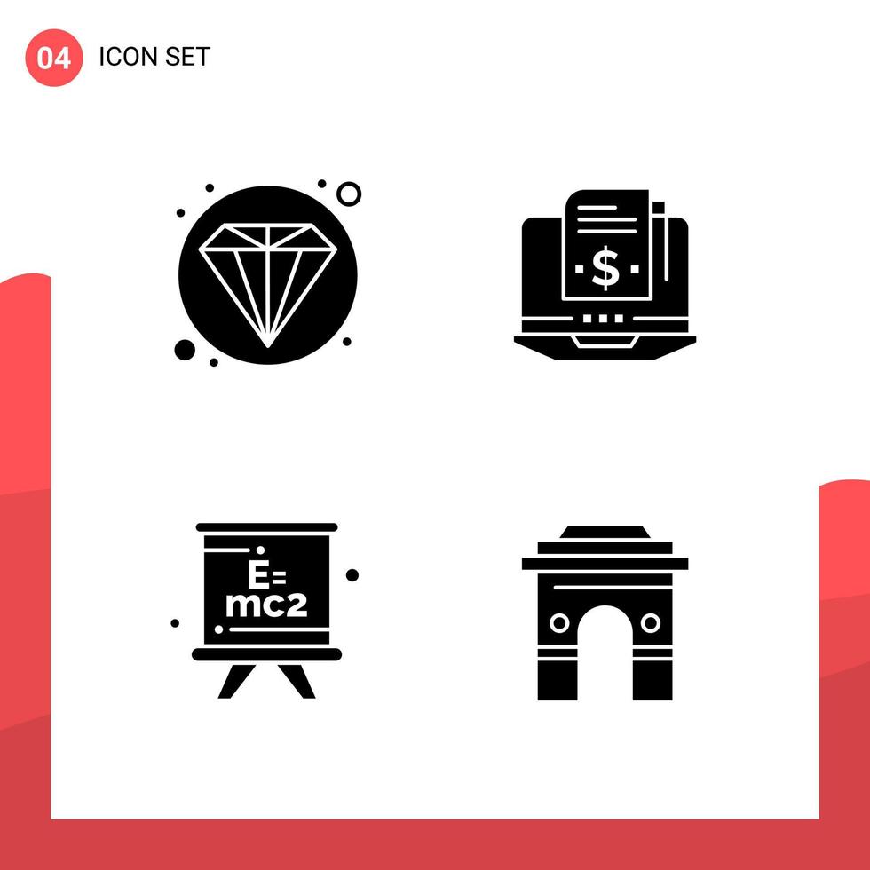 Pack of 4 Universal Glyph Icons for Print Media on White Background vector