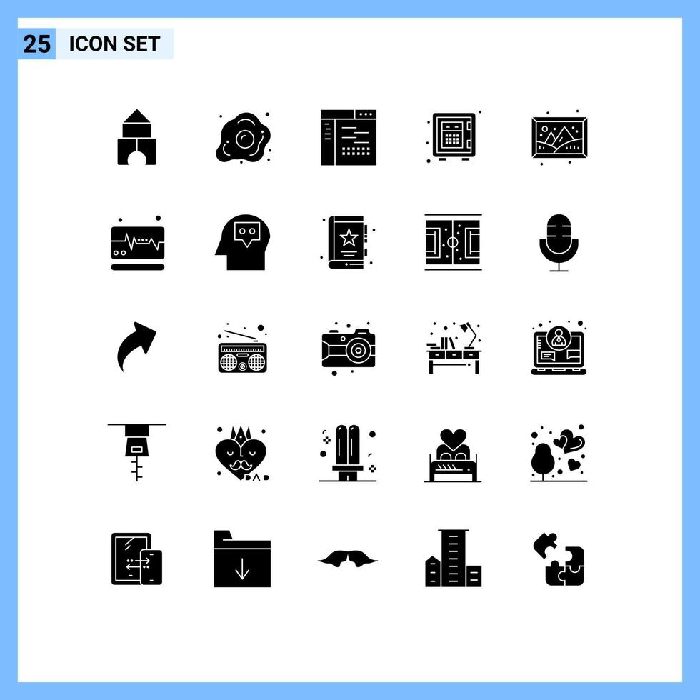 Stock Vector Icon Pack of 25 Line Signs and Symbols for image safe code money source Editable Vector Design Elements