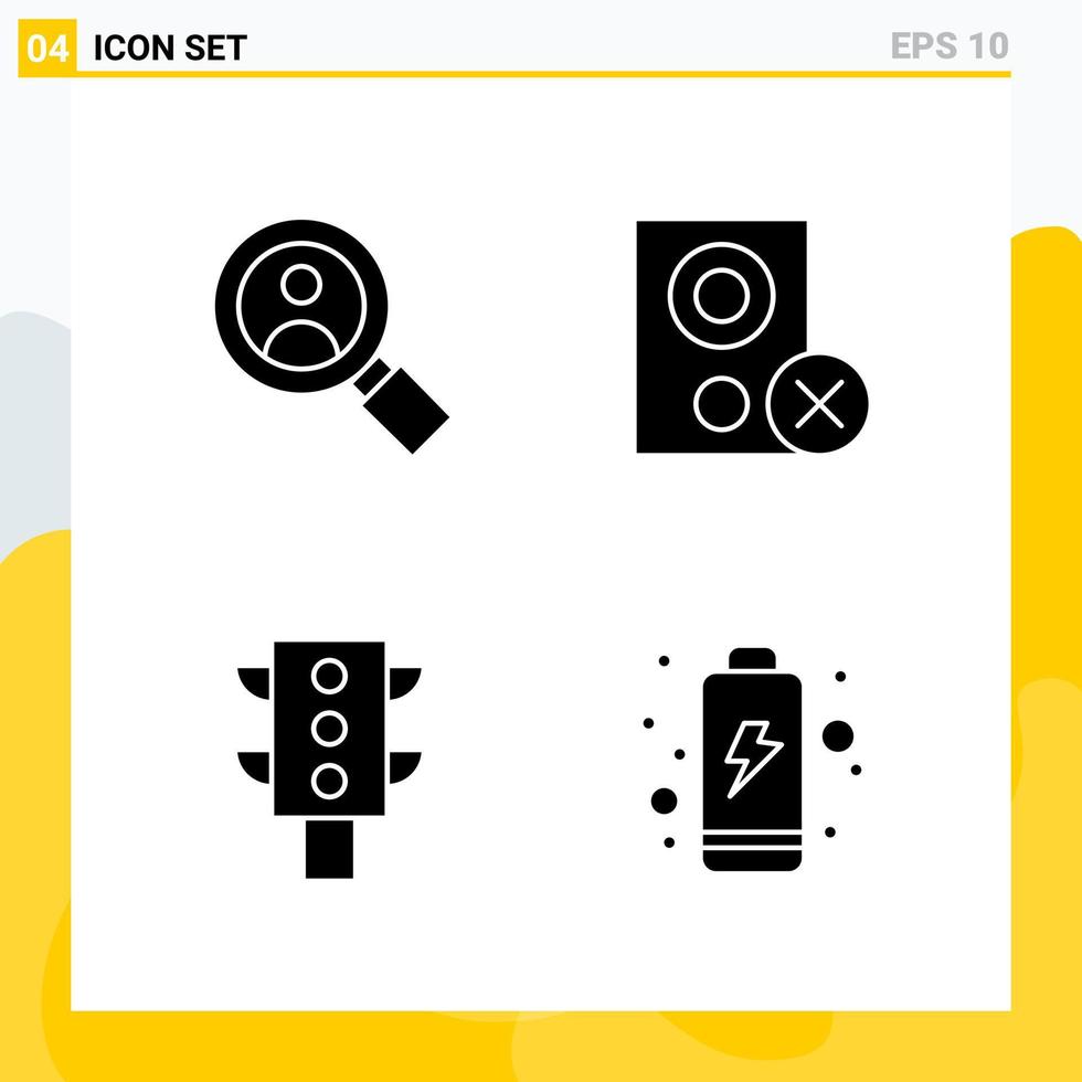 Collection of 4 Universal Solid Icons Icon Set for Web and Mobile vector