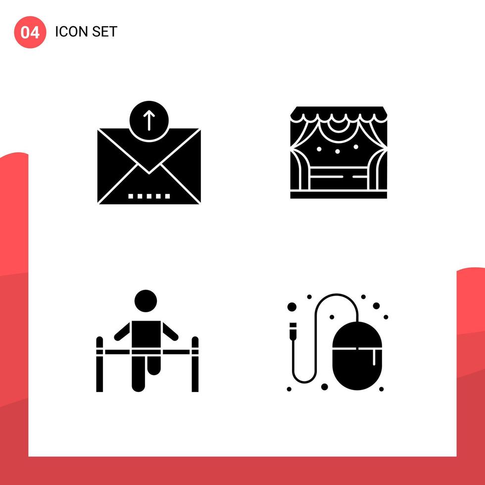 Pack of 4 Universal Glyph Icons for Print Media on White Background vector