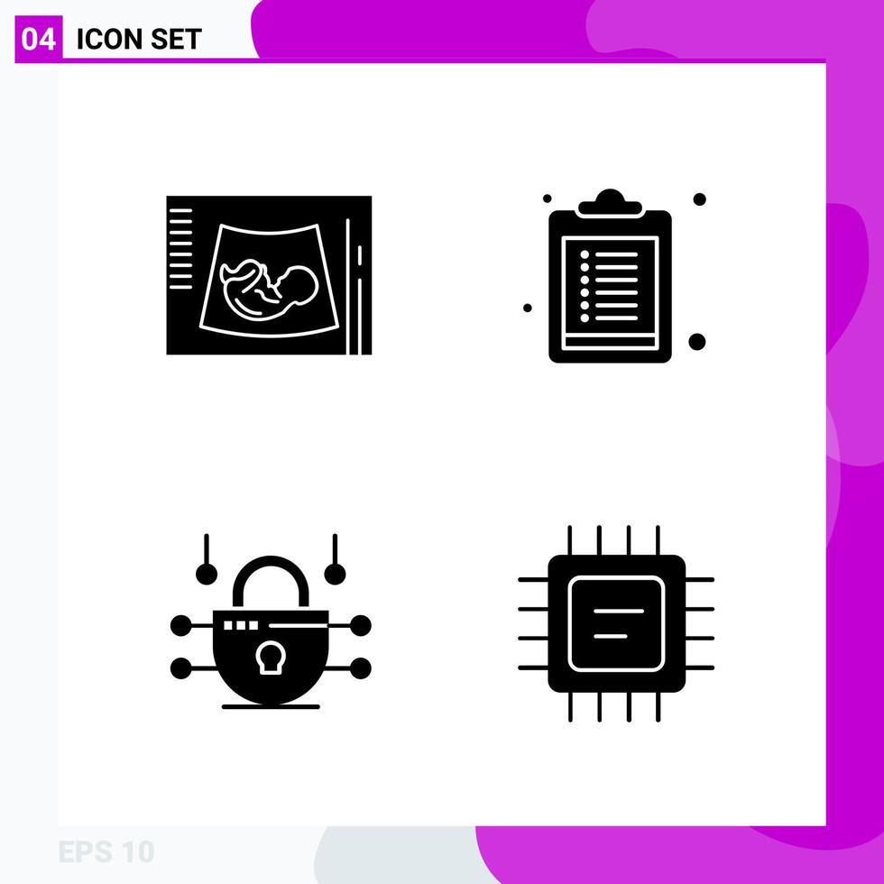 Solid Icon set Pack of 4 Glyph Icons isolated on White Background for Web Print and Mobile vector