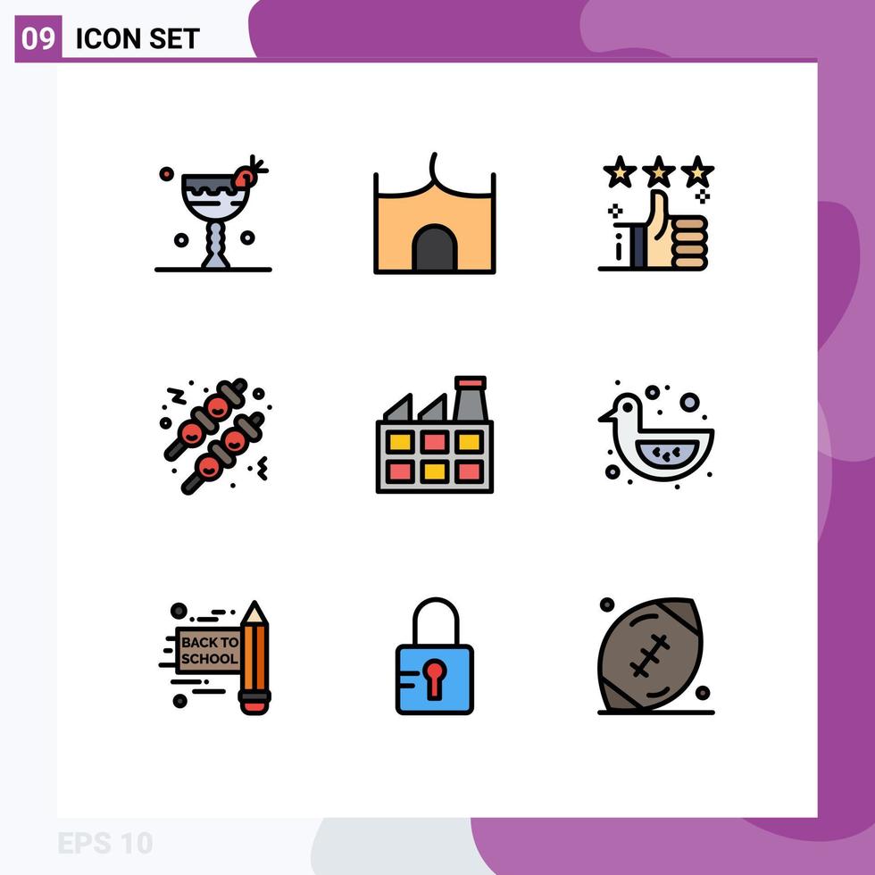 Universal Icon Symbols Group of 9 Modern Filledline Flat Colors of construction food medieval fast food up Editable Vector Design Elements