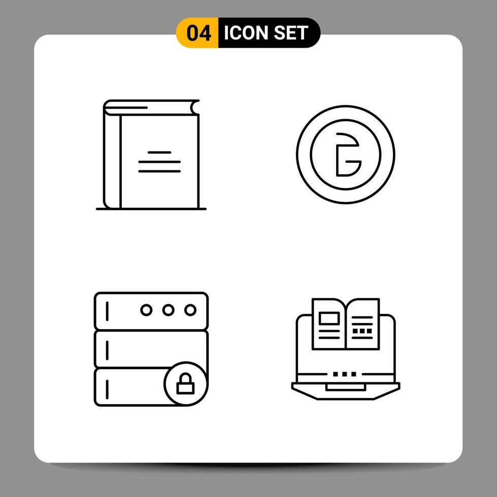 4 Black Icon Pack Outline Symbols Signs for Responsive designs on white background 4 Icons Set vector