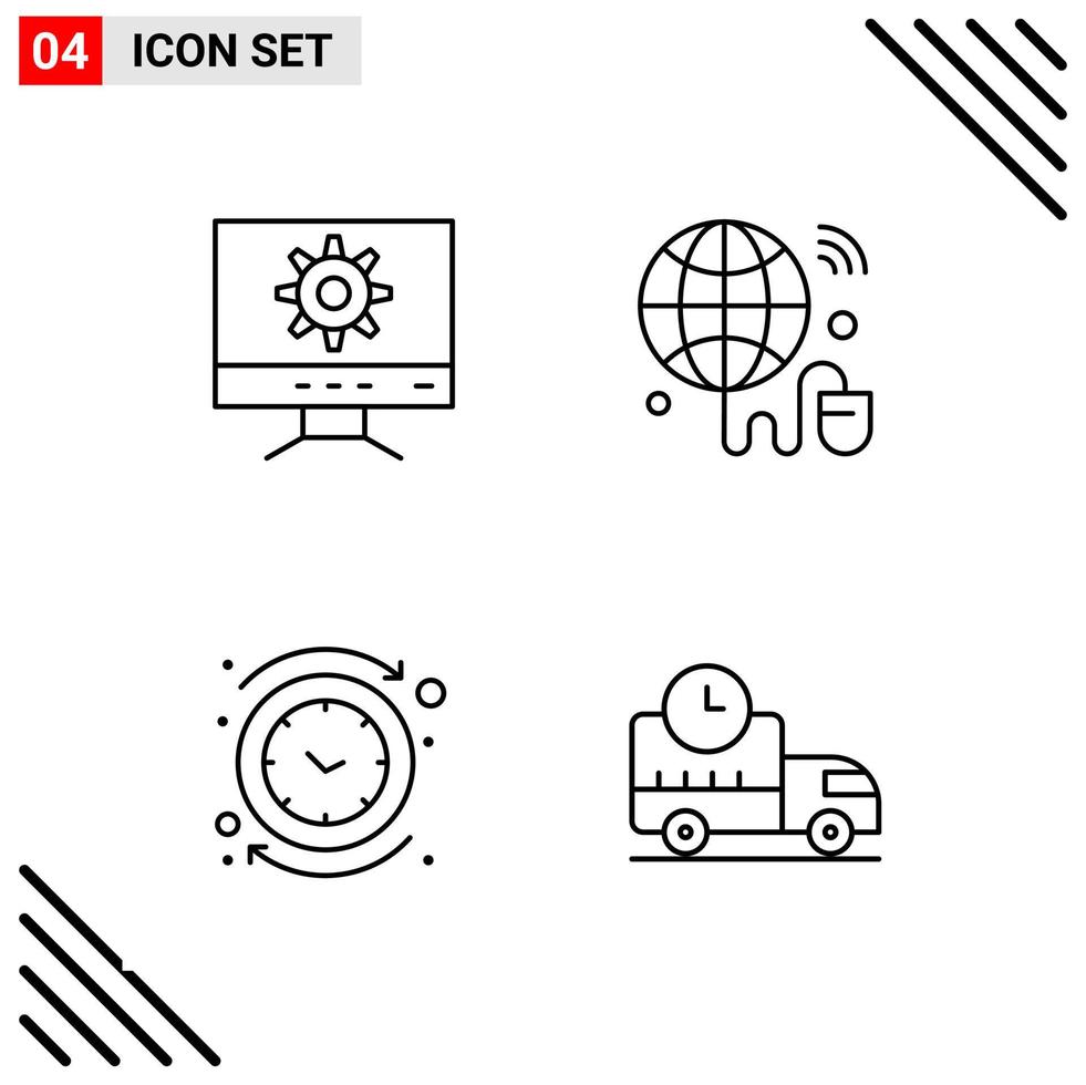 conjunto perfecto de píxeles de iconos de 4 líneas conjunto de iconos de esquema para el diseño de sitios web y la interfaz de aplicaciones móviles vector