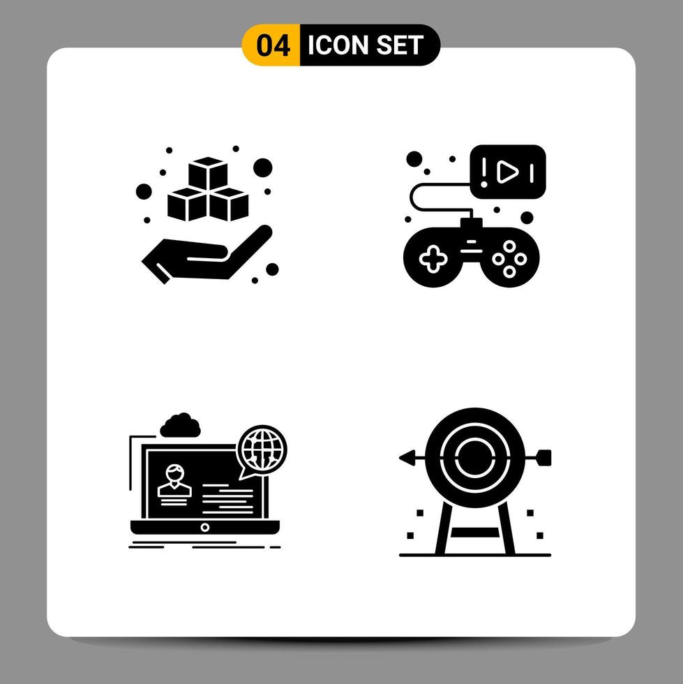 4 Black Icon Pack Glyph Symbols Signs for Responsive designs on white background 4 Icons Set vector