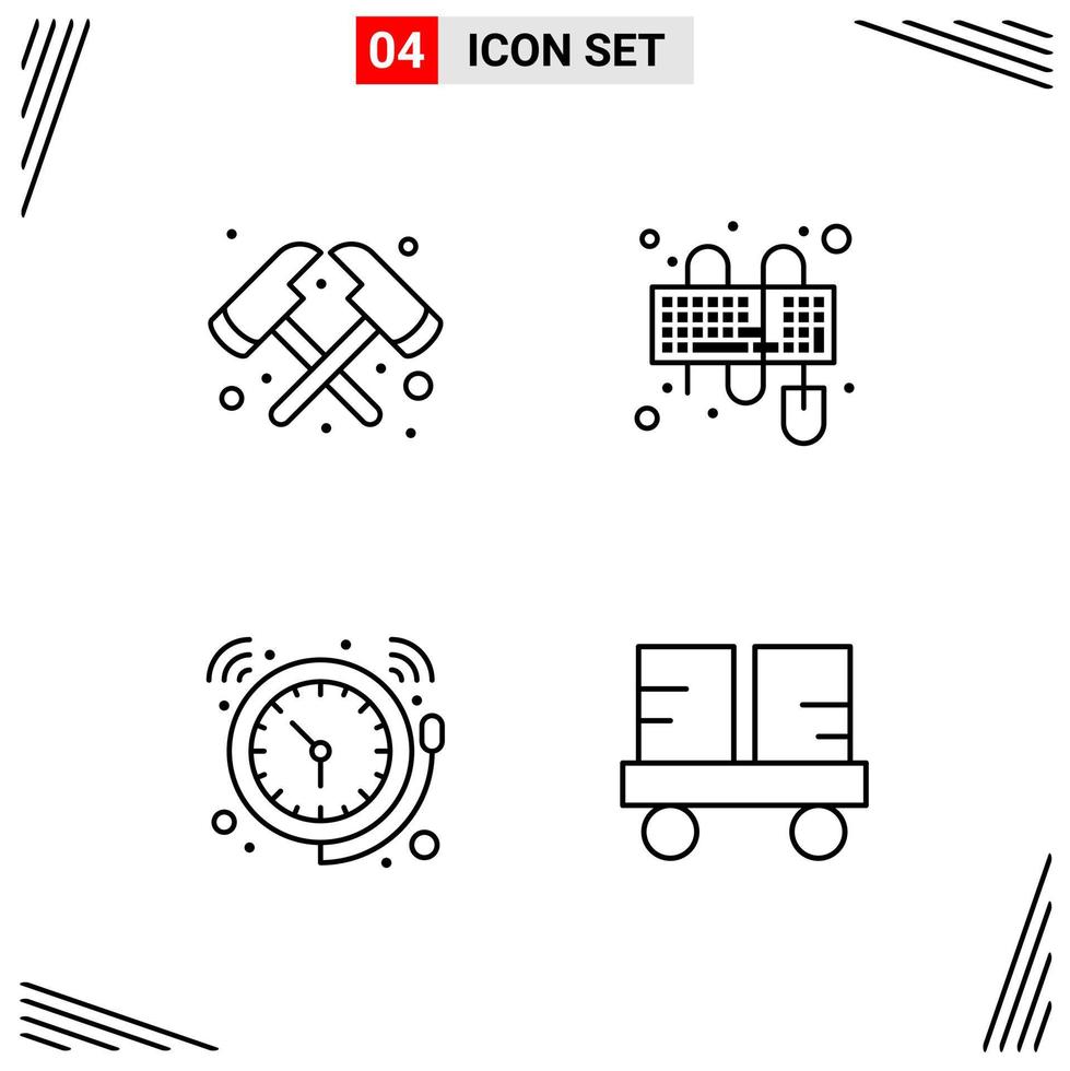 4 Icons Line Style Grid Based Creative Outline Symbols for Website Design Simple Line Icon Signs Isolated on White Background 4 Icon Set vector