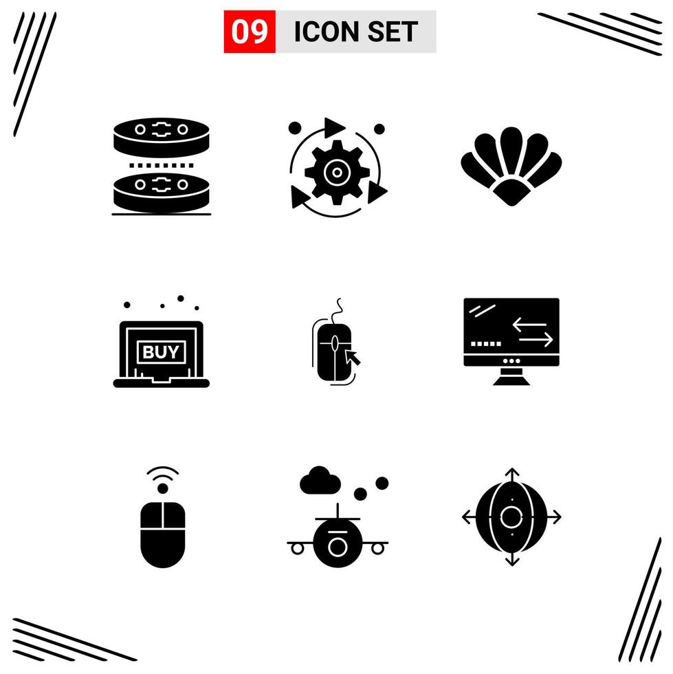 9 Icons Solid Style Grid Based Creative Glyph Symbols for Website Design Simple Solid Icon Signs Isolated on White Background 9 Icon Set vector