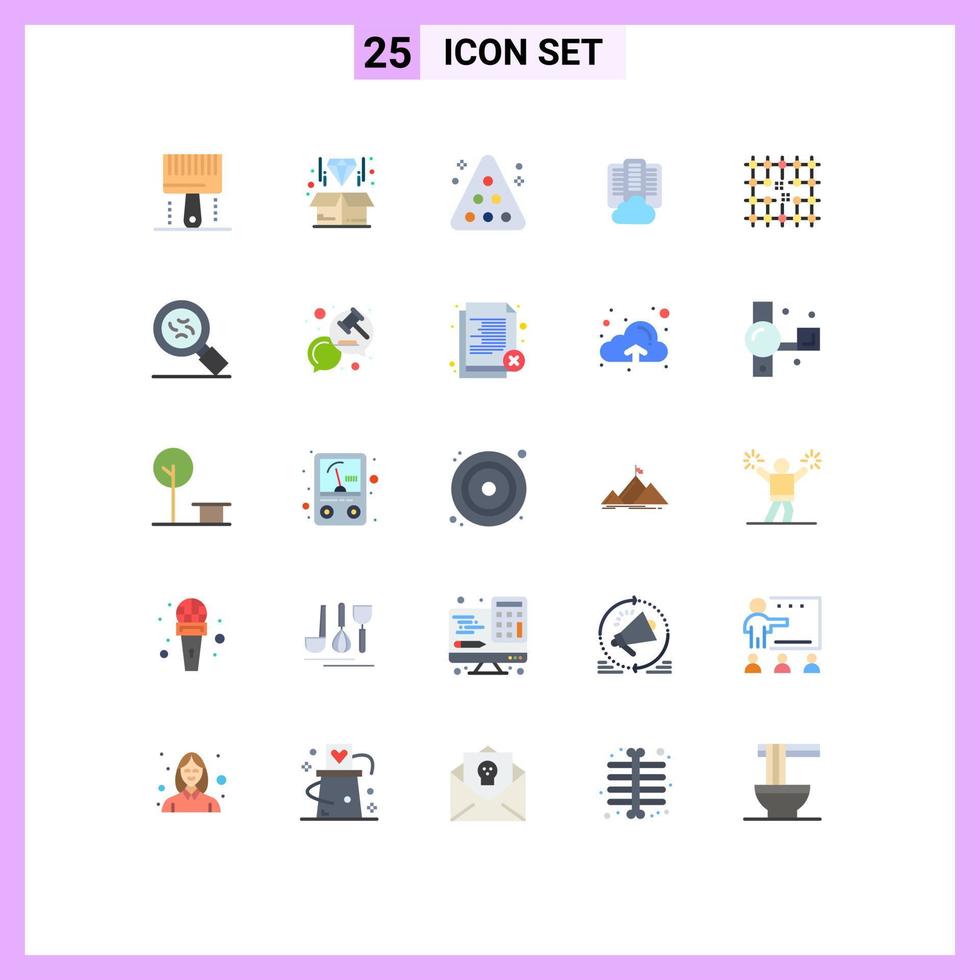 Set of 25 Modern UI Icons Symbols Signs for server center product cloud snooker Editable Vector Design Elements